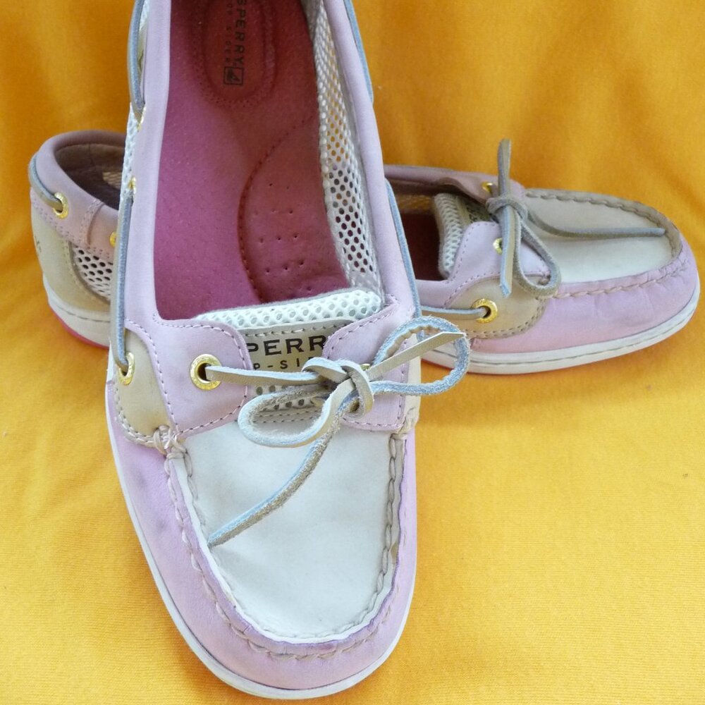 SPERRY TOP-SIDER Pink w/ Tan Leather w/ Mesh Women's 10